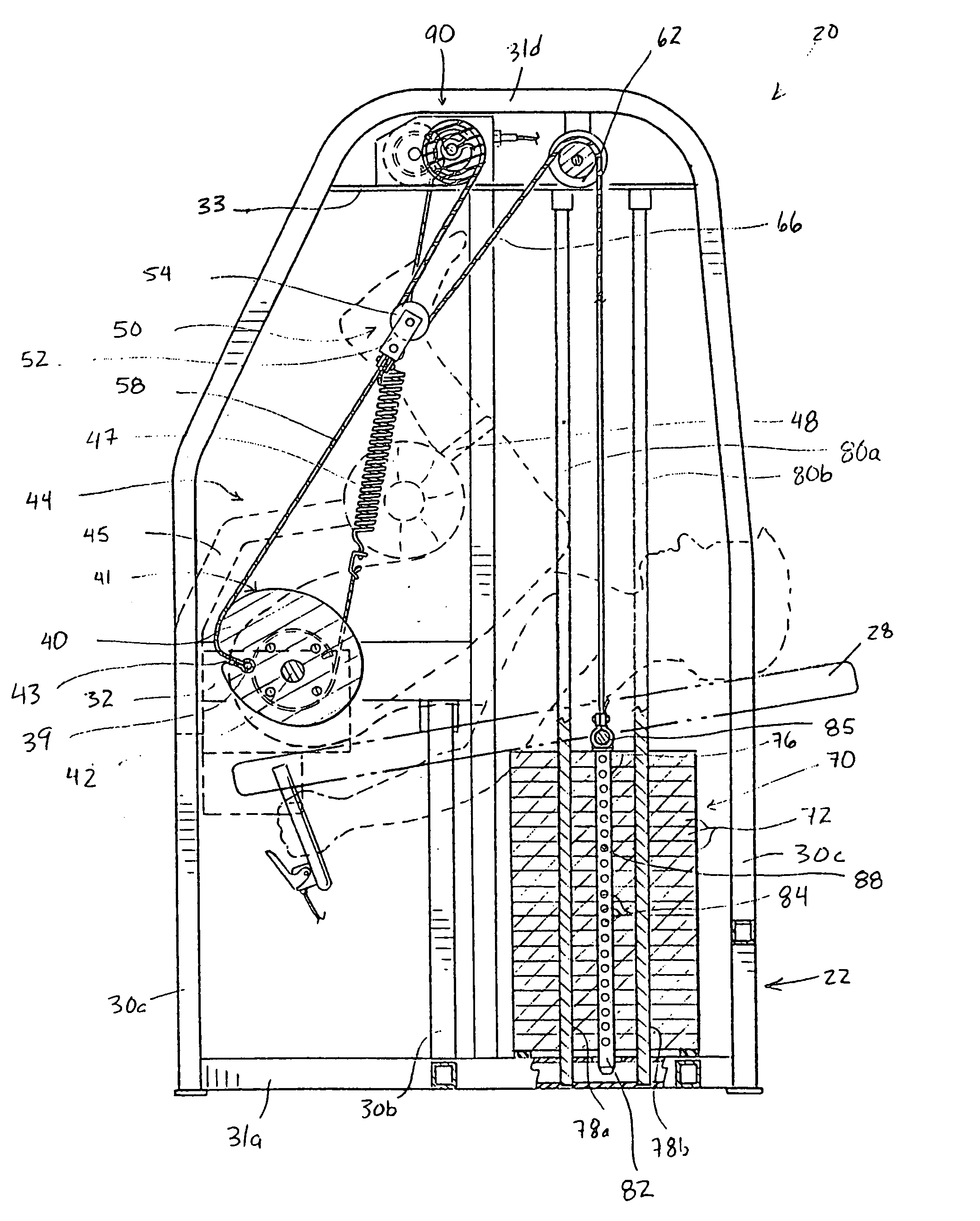 Exercise machine with infinite position range limiter and automatic belt tensioning system