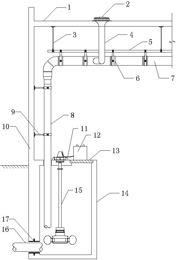 A building roof siphon rainwater drainage system for energy recovery