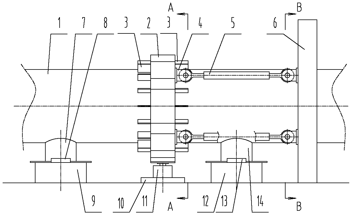 A combination fixing device for high temperature pipelines