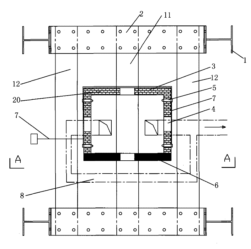 Universal test device for fire resistance of wall, column and frame joint structures