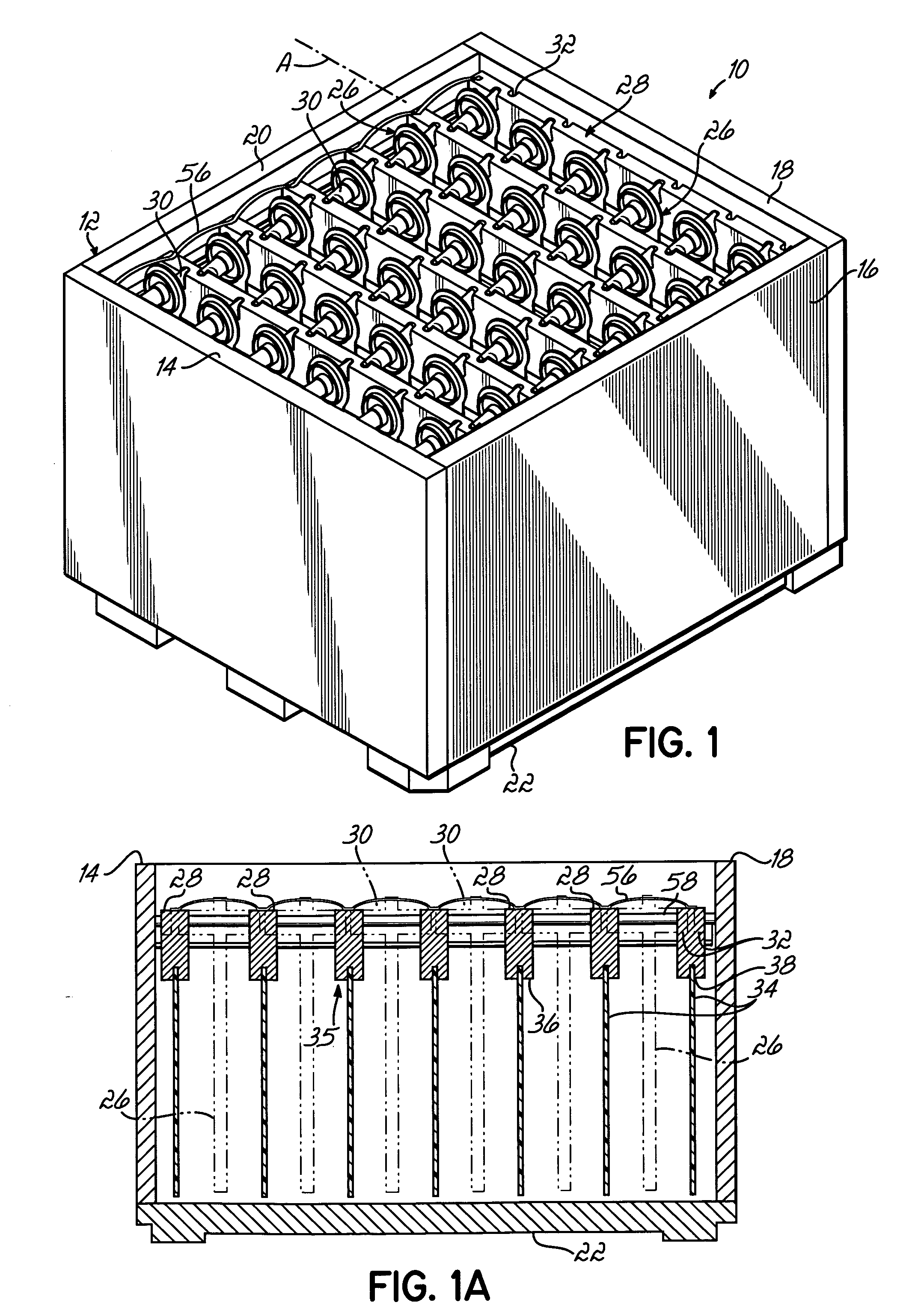 Container having sliding support members