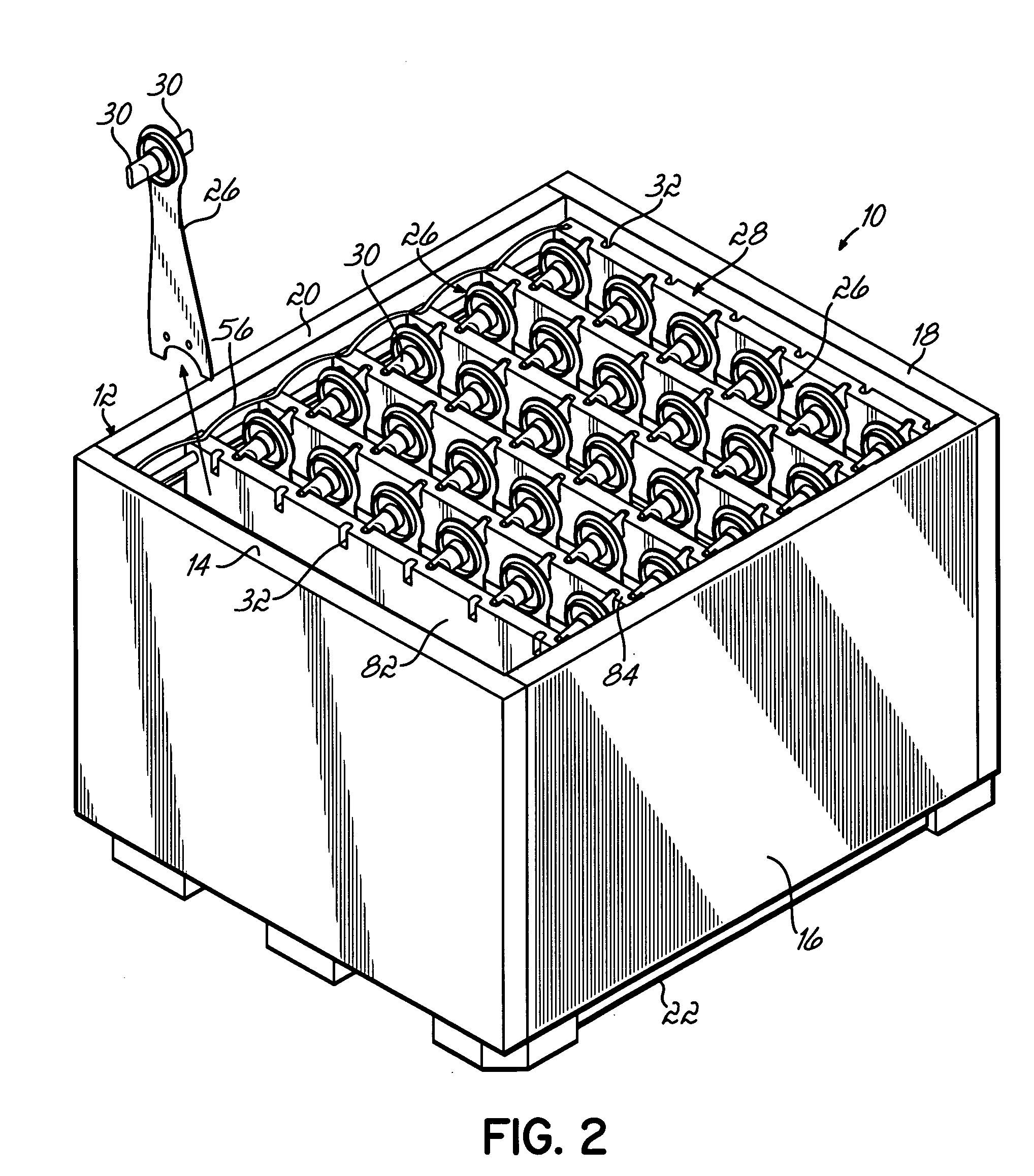 Container having sliding support members