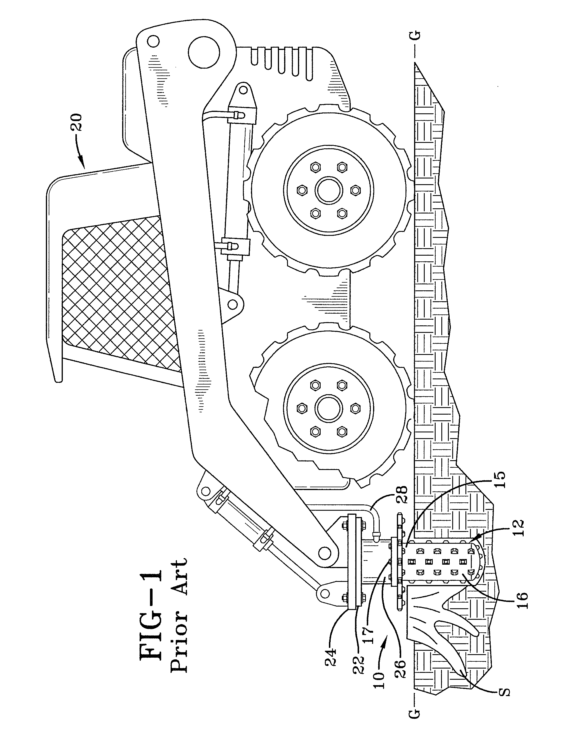 Cutting shaft for vertical stump grinder