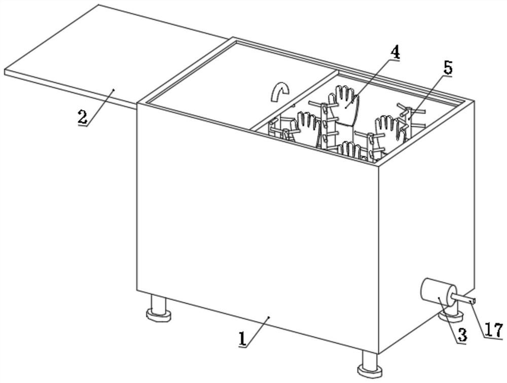 Filtering device of butyronitrile glove hand mold cleaning tank