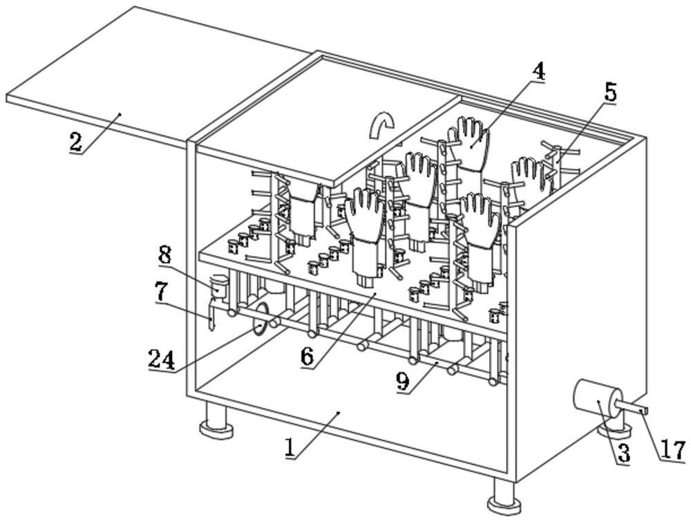 Filtering device of butyronitrile glove hand mold cleaning tank