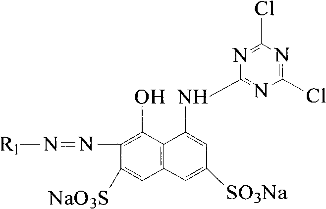 X-type active light-resistant red azo dye and preparation method thereof