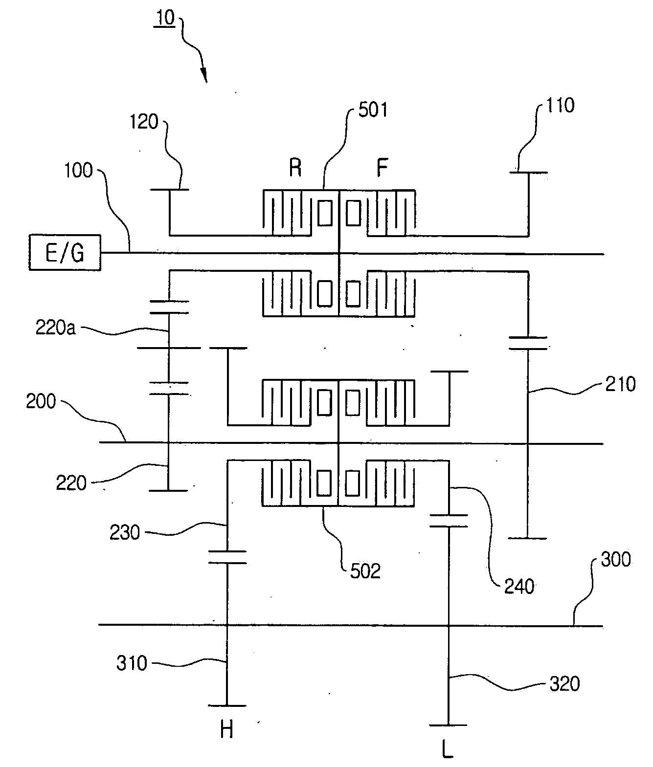 Transmission for tractor