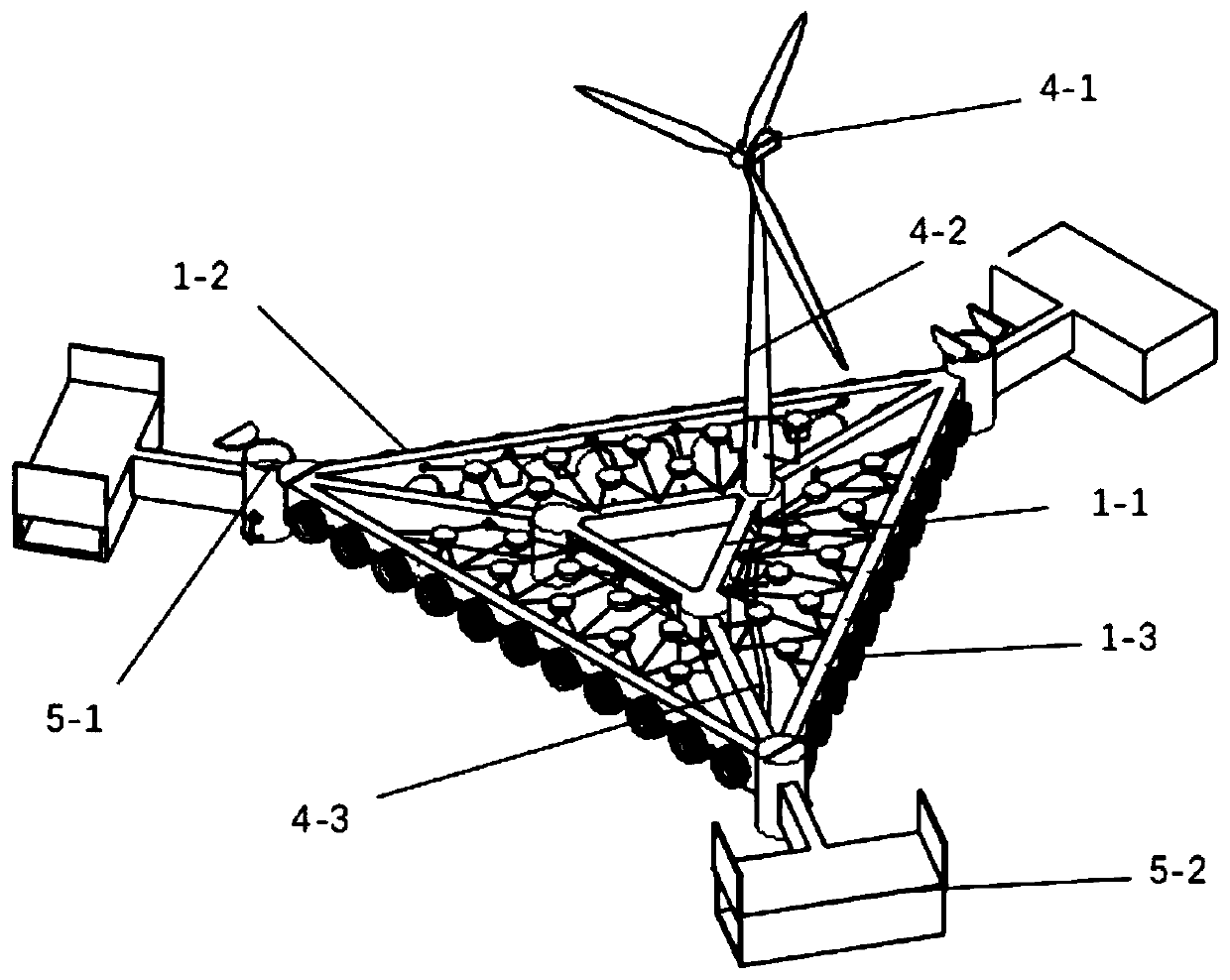 Ocean floating type wind and wave complementary power generation floating foundation