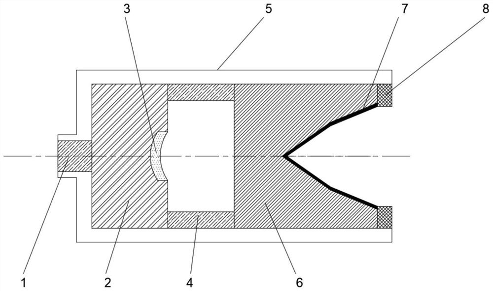 A single-stage shaped charge structure capable of forming a joint action of piercing and bursting