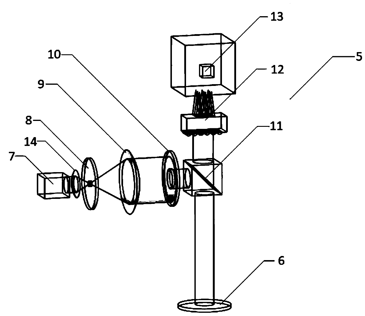 Test device for planar three-dimensional shape based on multiple-beam angle adaptive optics and processing method thereof