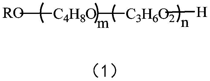 Fatty alcohol polyoxybutylene ether polyglycerol ether and preparation method and application thereof