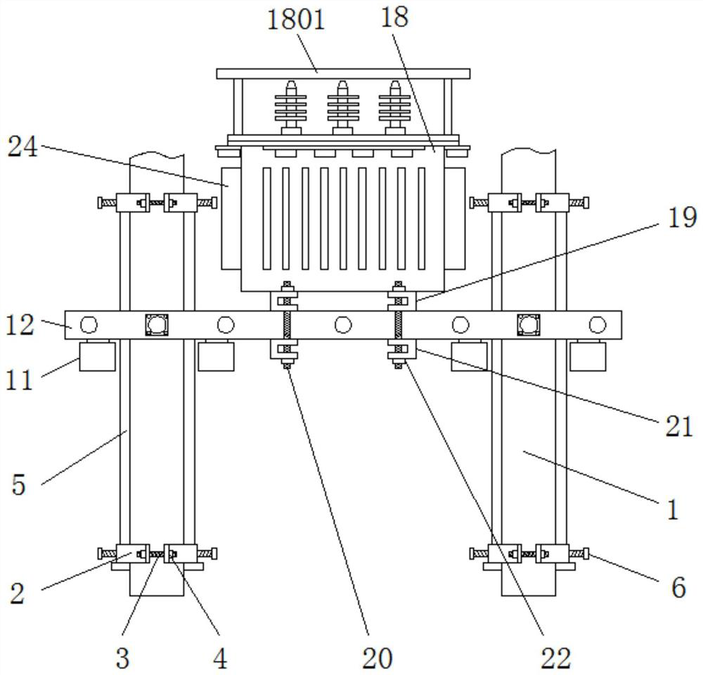 Dry-type transformer convenient to disassemble and assemble on telegraph pole, and installation assembly thereof
