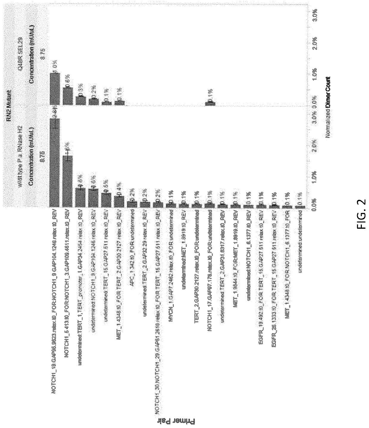 Rnase h2 mutants that reduce primer dimers and off-target amplification in rhpcr-based amplicon sequencing with high-fidelity DNA polymerases