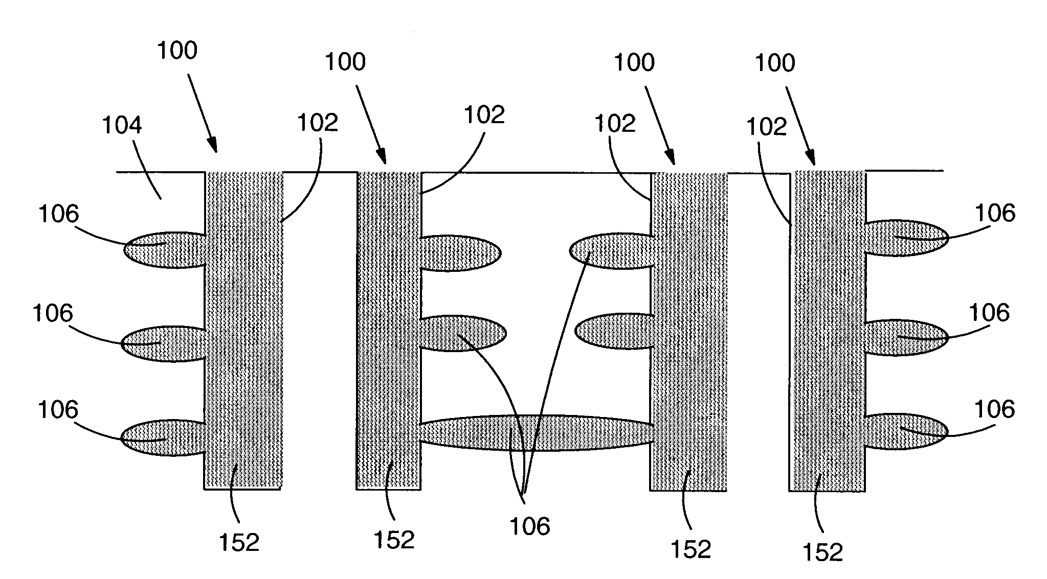 Trench capacitor having lateral extensions in only one direction and related methods