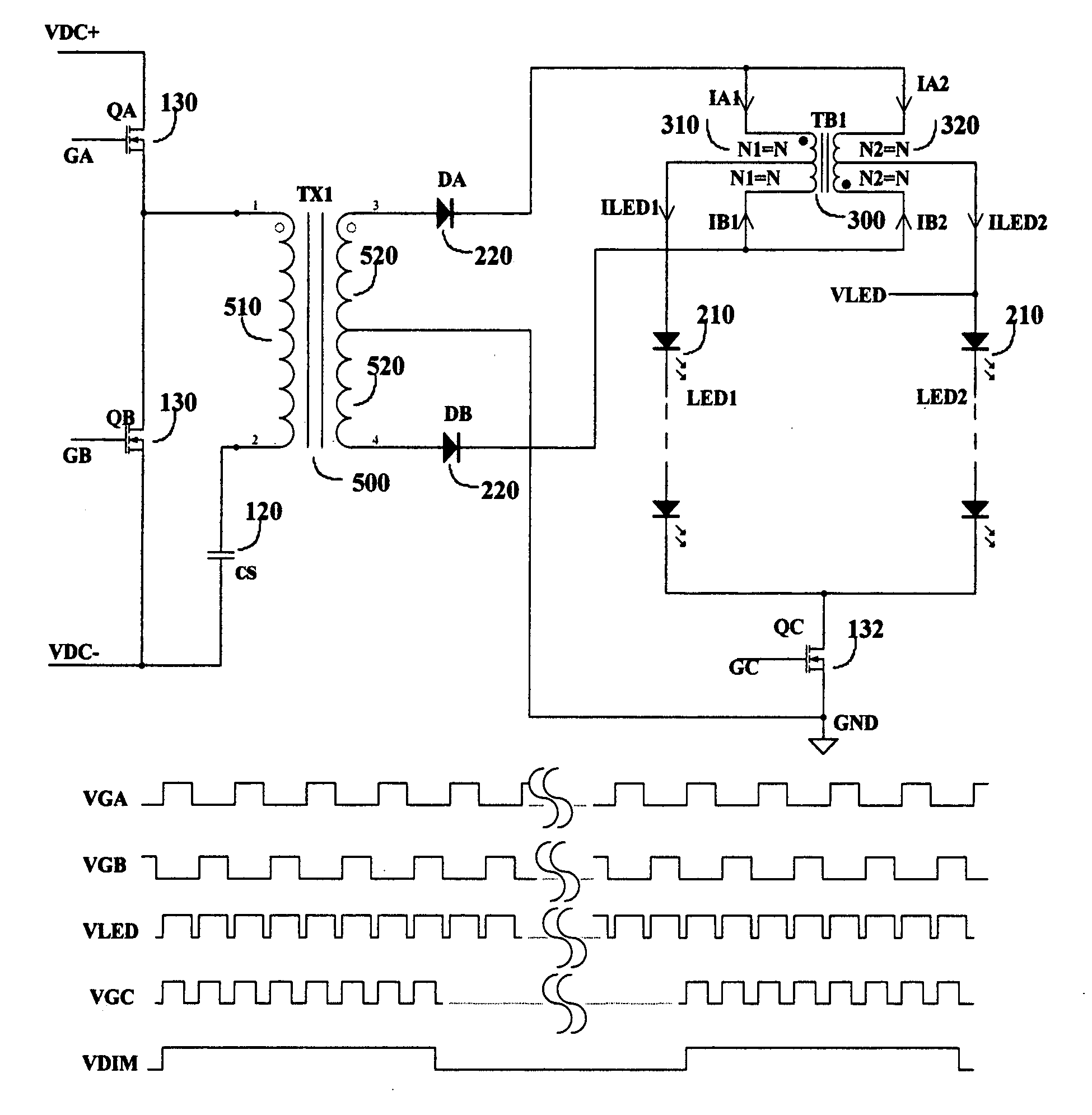 High efficiency drive method for driving LED devices