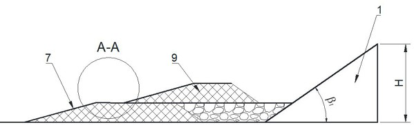 Strip mine waste dump with ecological step slope structure