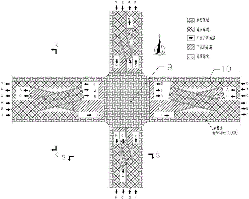 Crossroads lane-free continuous traffic system and its control method