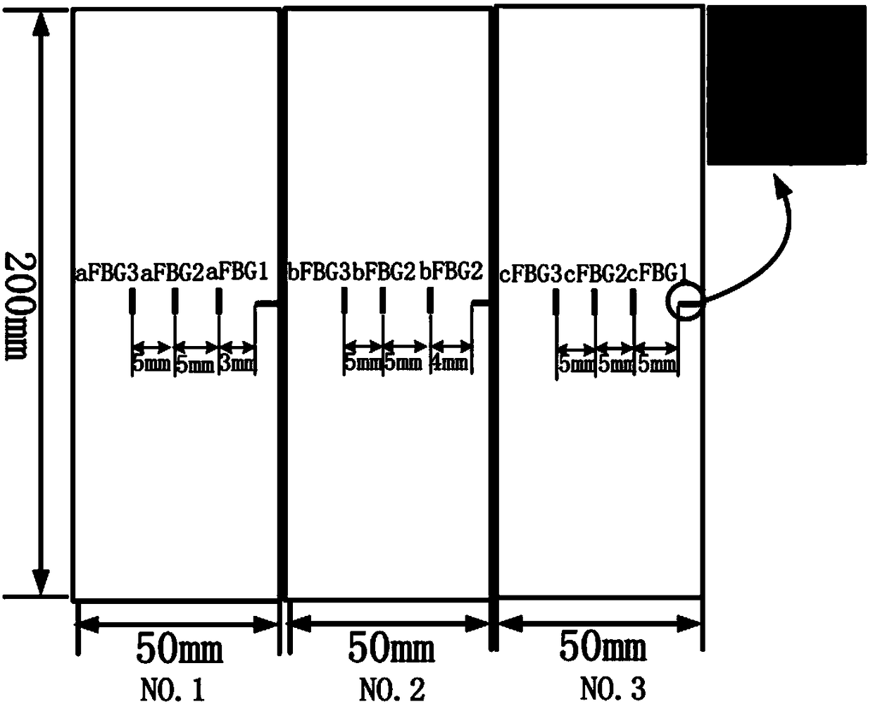 Crack damage monitoring and strain field measuring method based on FBG (Fiber Bragg Grating) sensor array spectrum