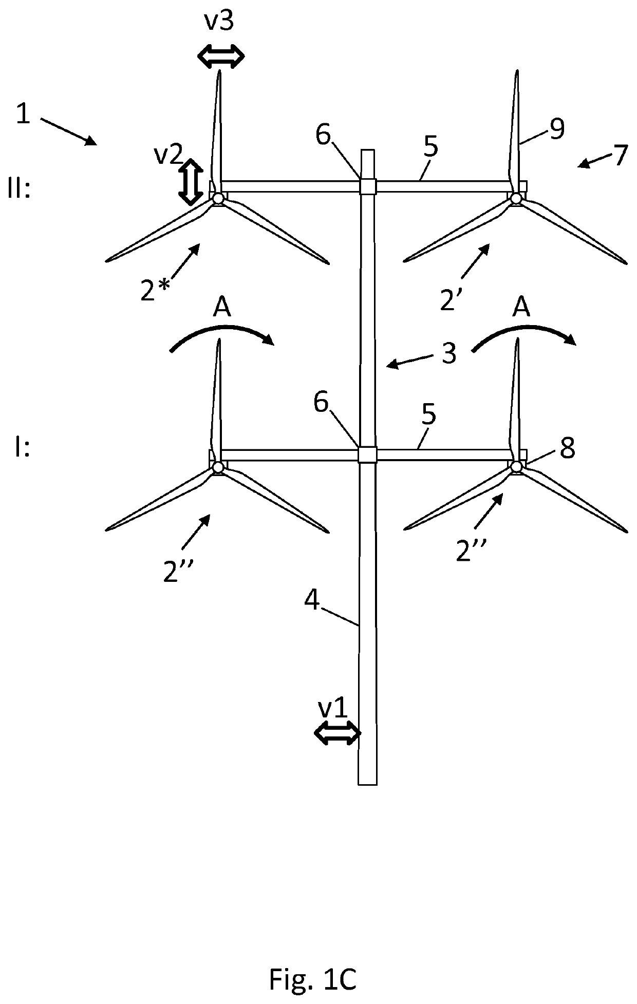 Wind turbine system with damping during service