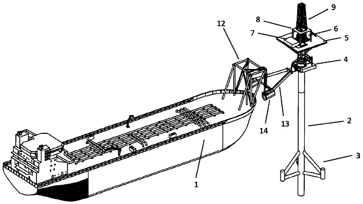 Single-upright-column mooring type wellhead production operation platform