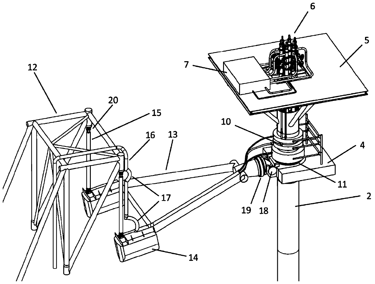 Single-upright-column mooring type wellhead production operation platform