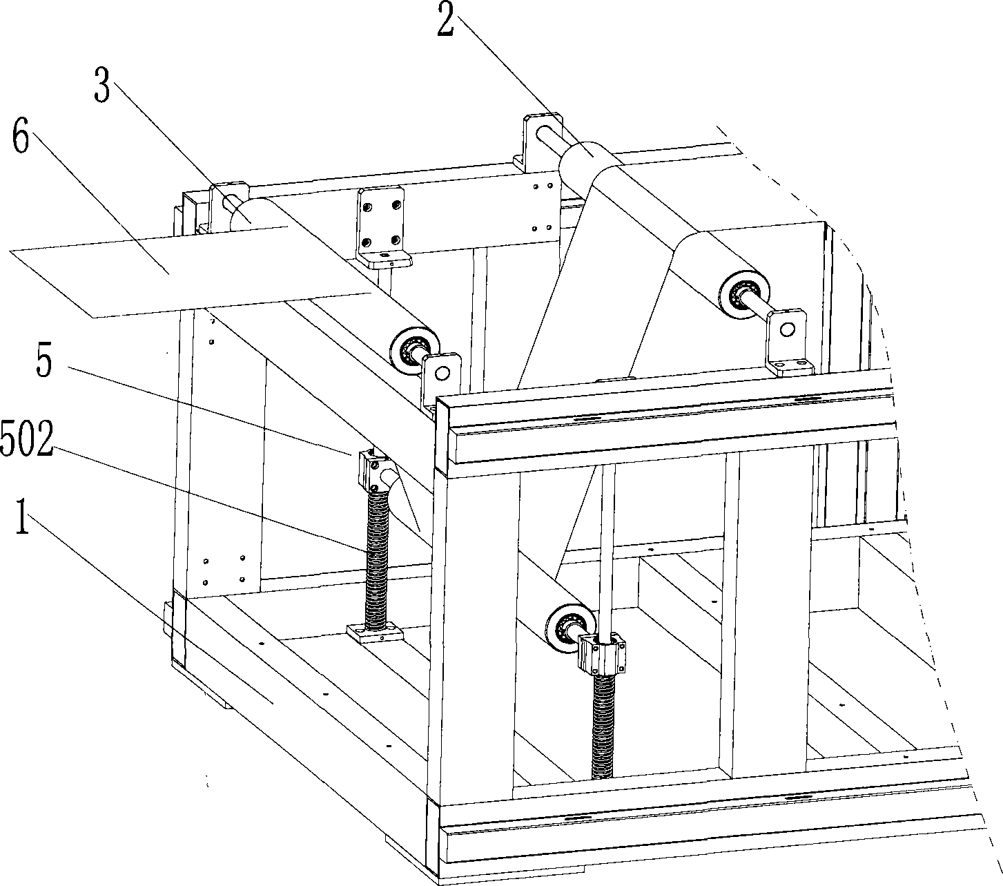 Coiled material conveying tensioning device