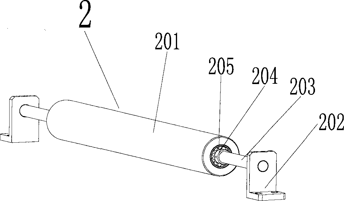 Coiled material conveying tensioning device