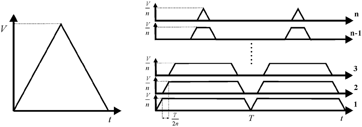 Multi-stack piezoelectric actuator independent time-sharing driving device and method