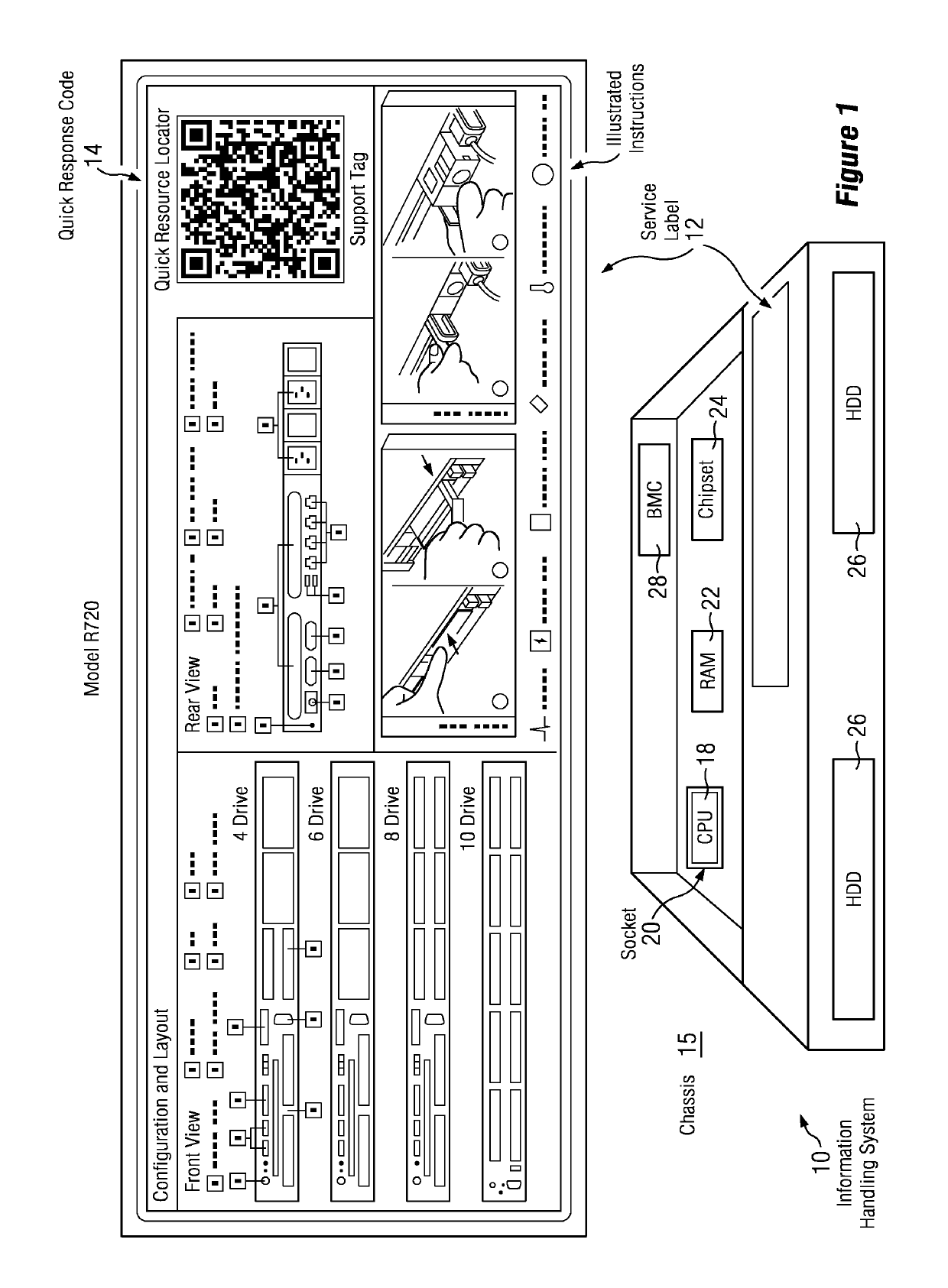 Multidimensional barcodes for information handling system service information