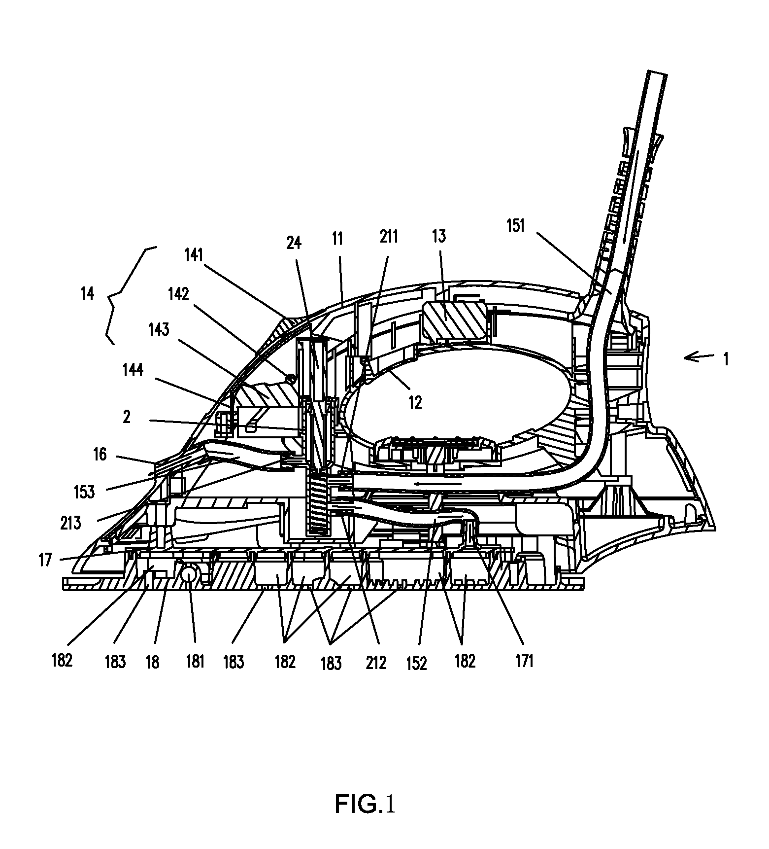 Steam supply mechanism for boiler iron and boiler iron