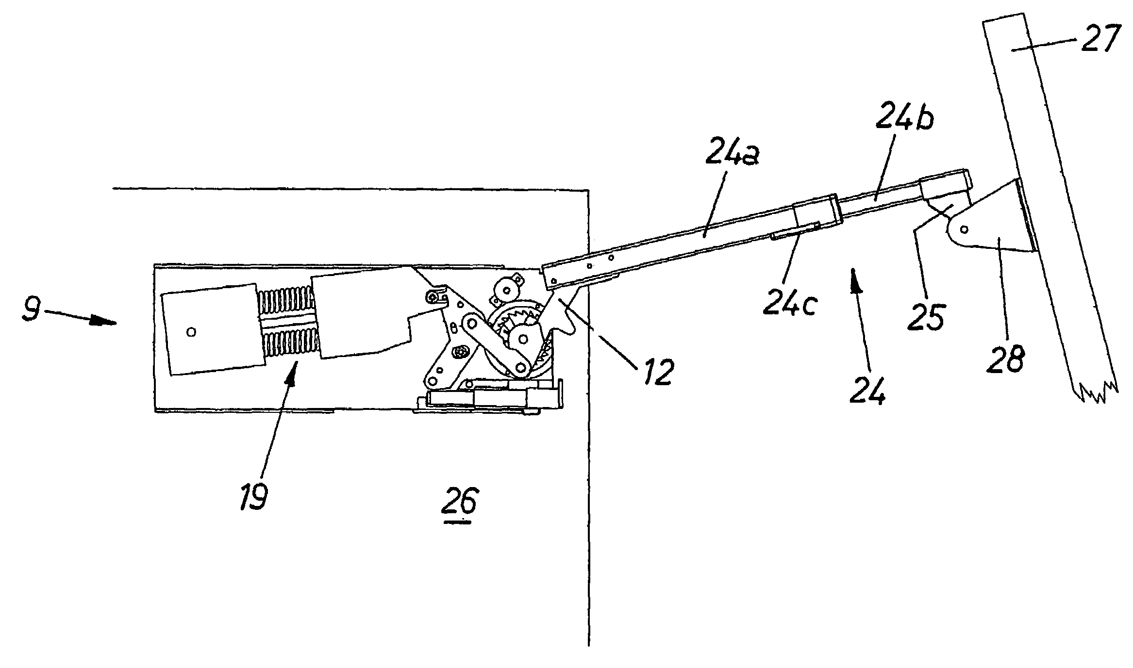 Actuating device with at least one actuating arm