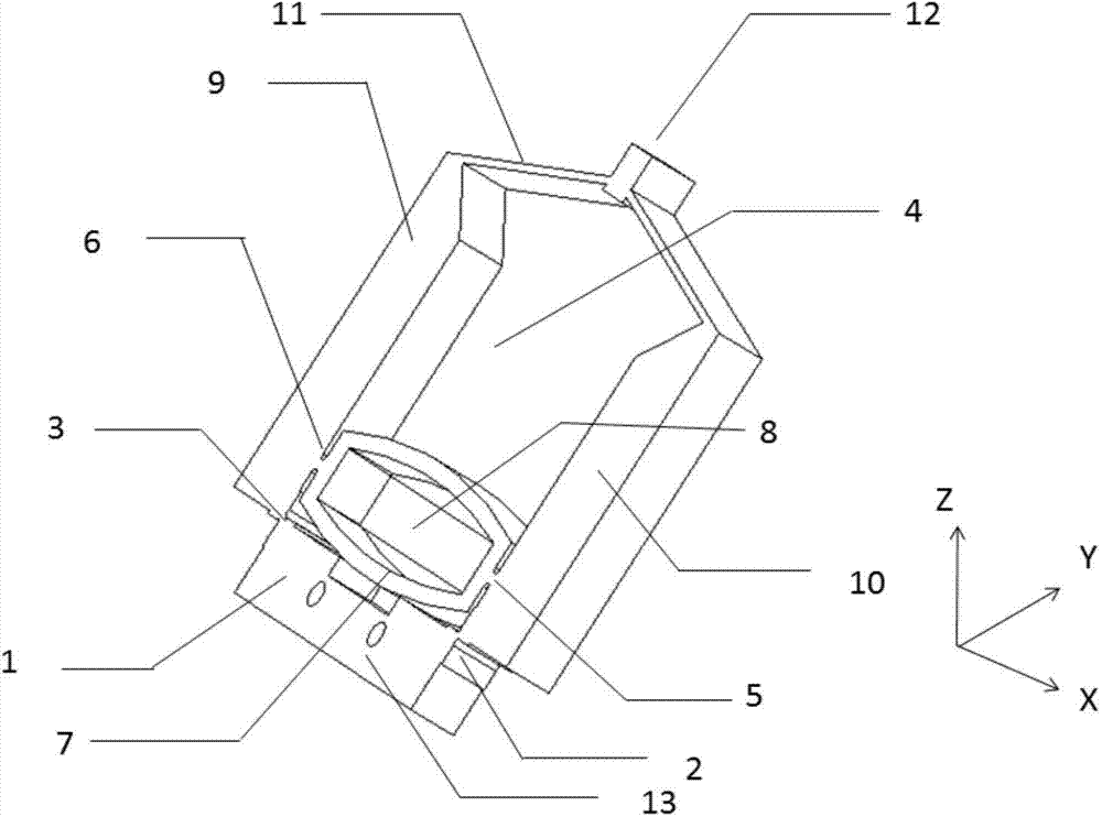 Piezoelectric displacement amplification mechanism of half diamond structure