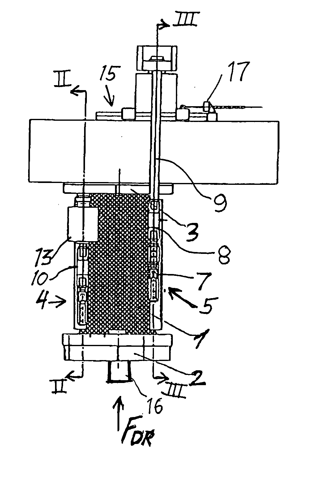 Testing apparatus for compression and shear testing of a test component such as a curved aircraft component