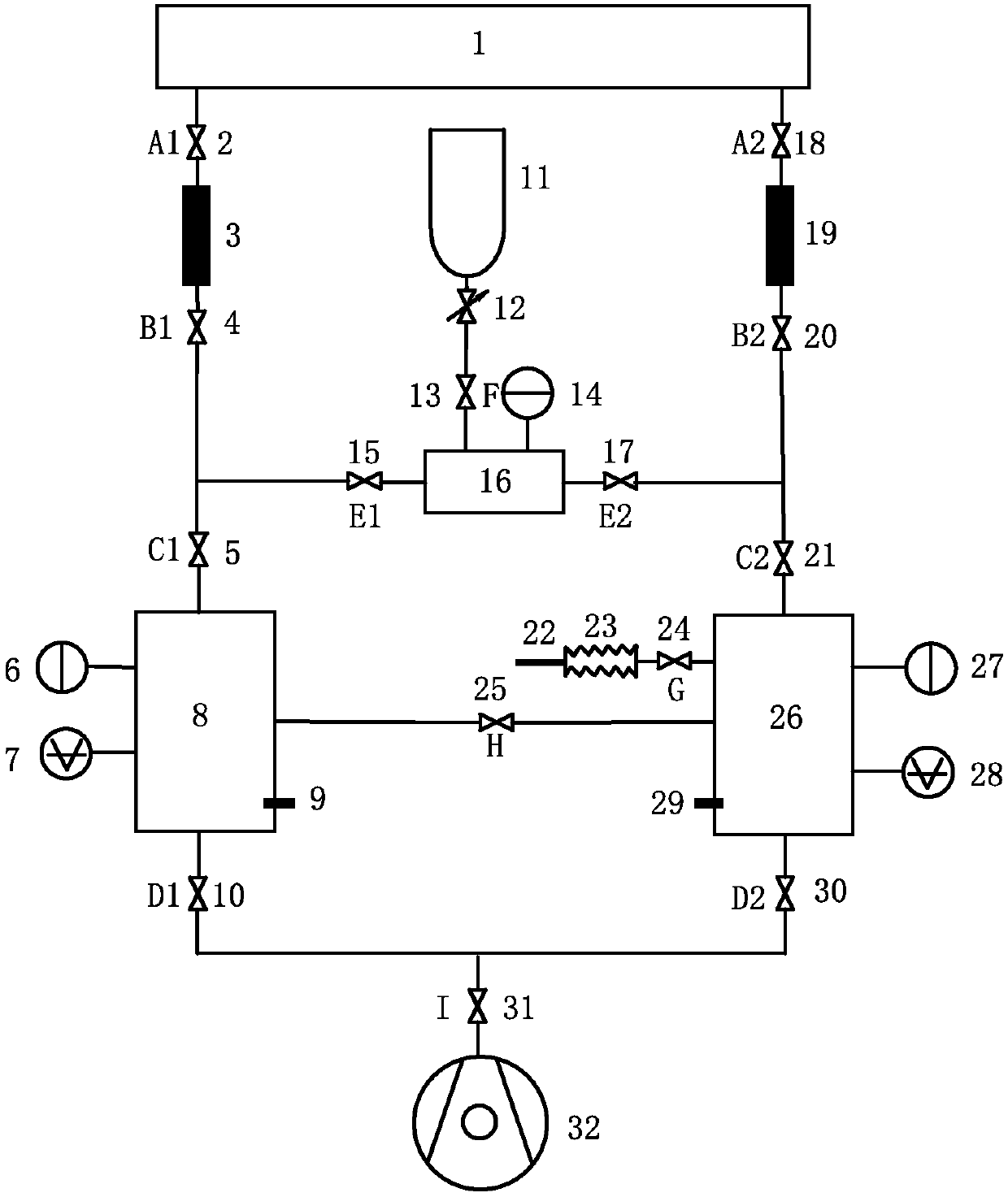 Micro-flow calibration device and method of double-channel symmetrical structure