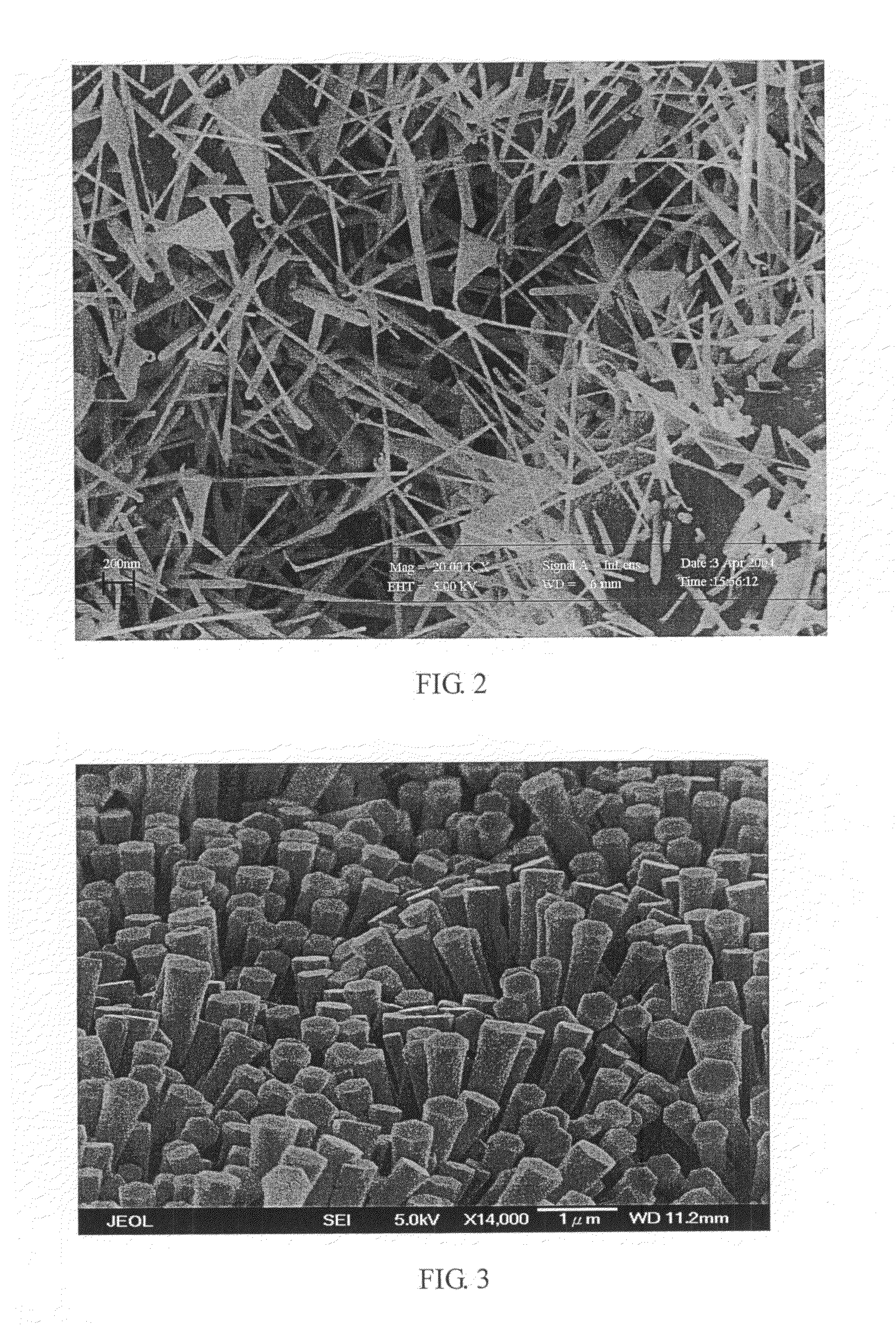 Gas sensor with nanowires of zinc oxide or indium/zinc mixed oxides and method of detecting NOx gas