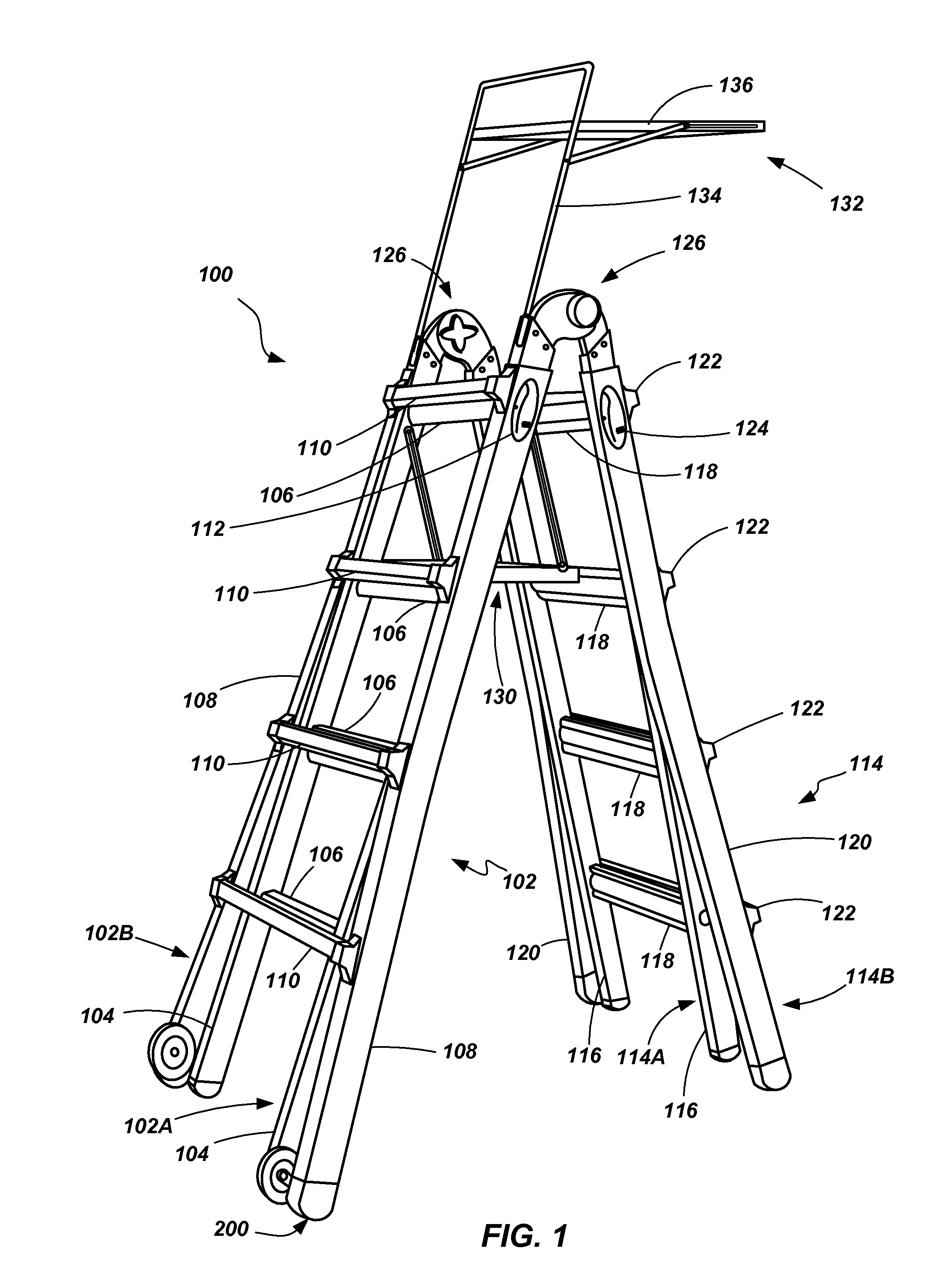 Ladders, ladder components and related methods