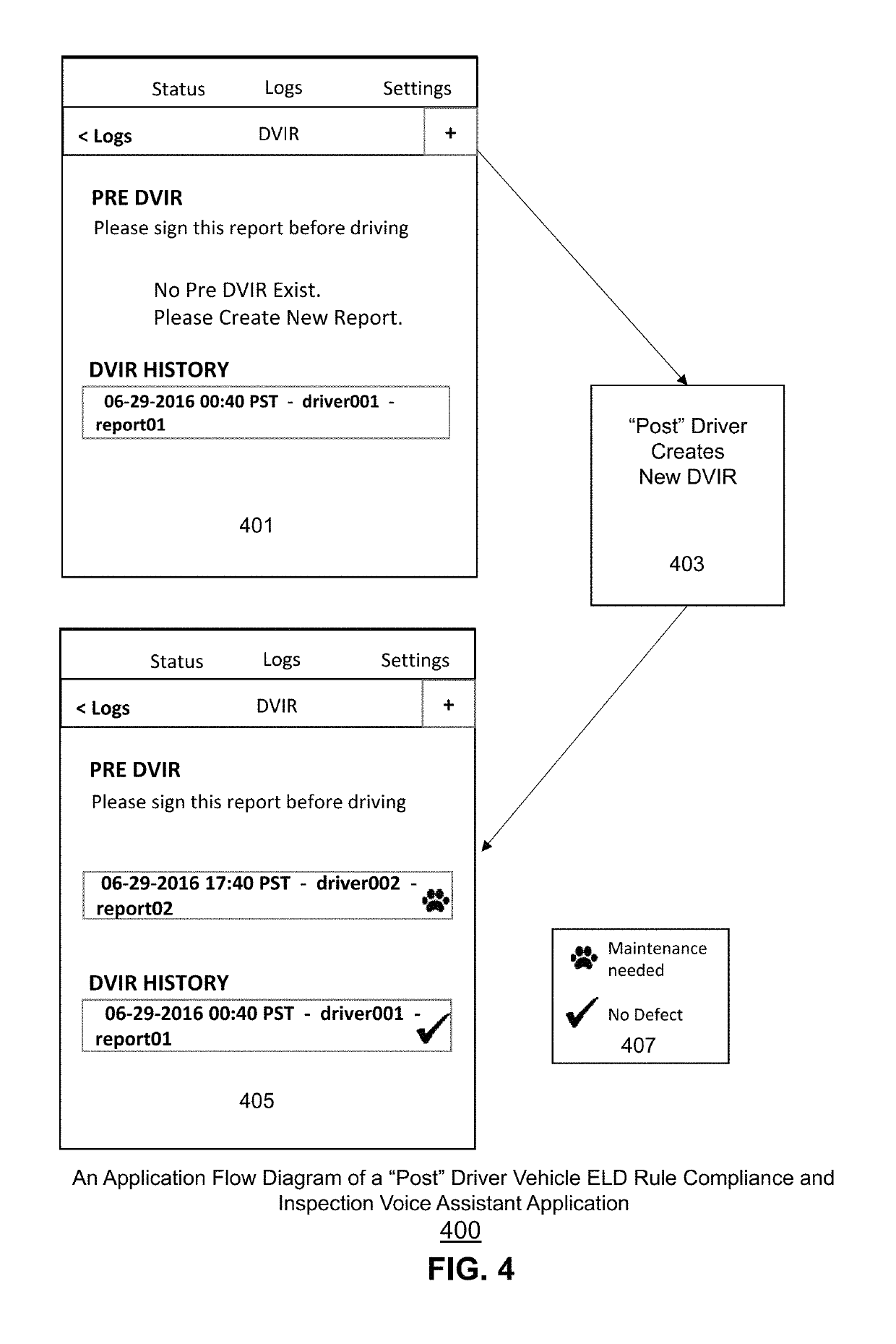 Commercial driver electronic logging rule compliance and vehicle inspection voice assistant system