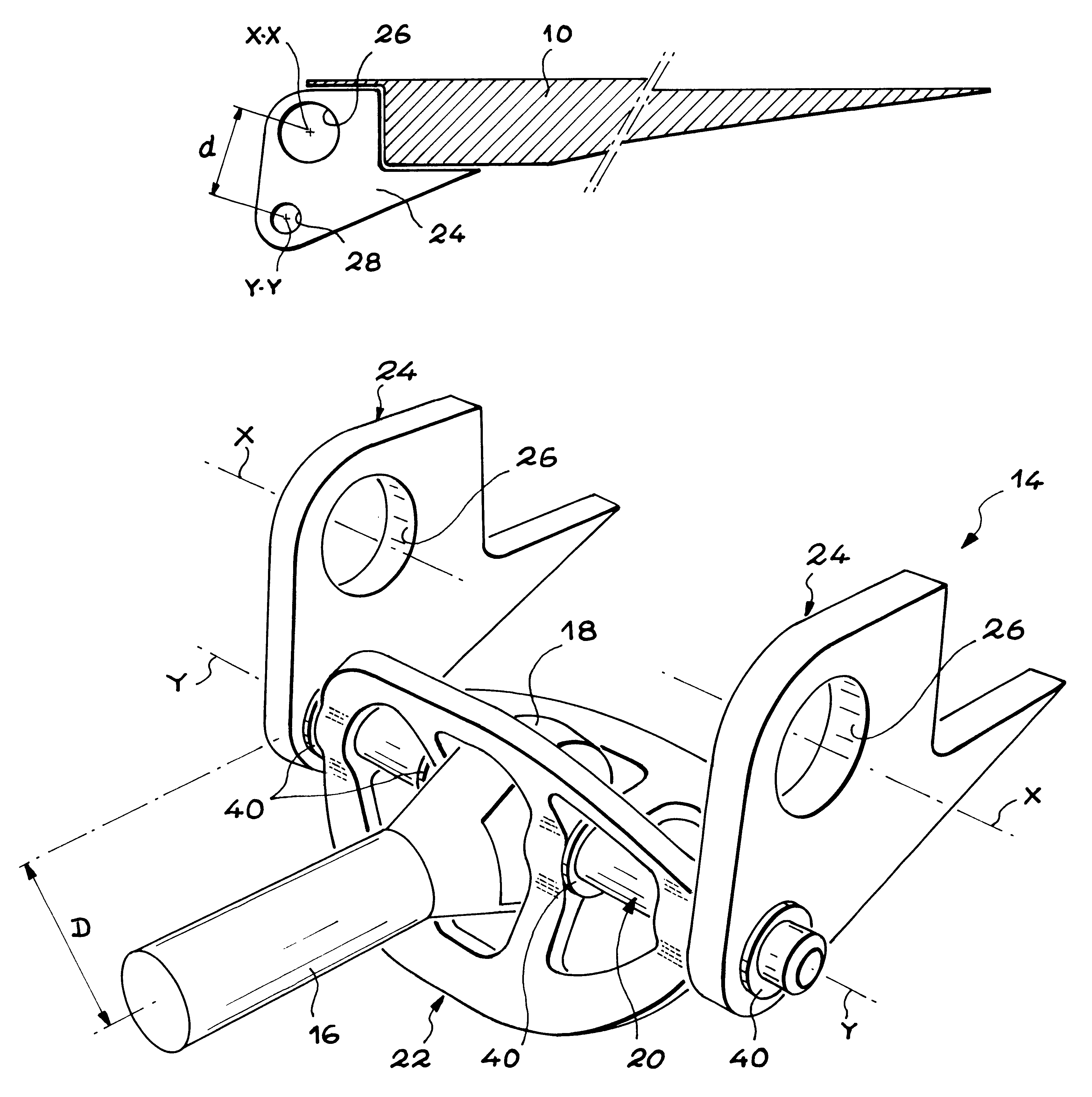 Device and mechanism for transmission of radial forces between the central and end regions of this device