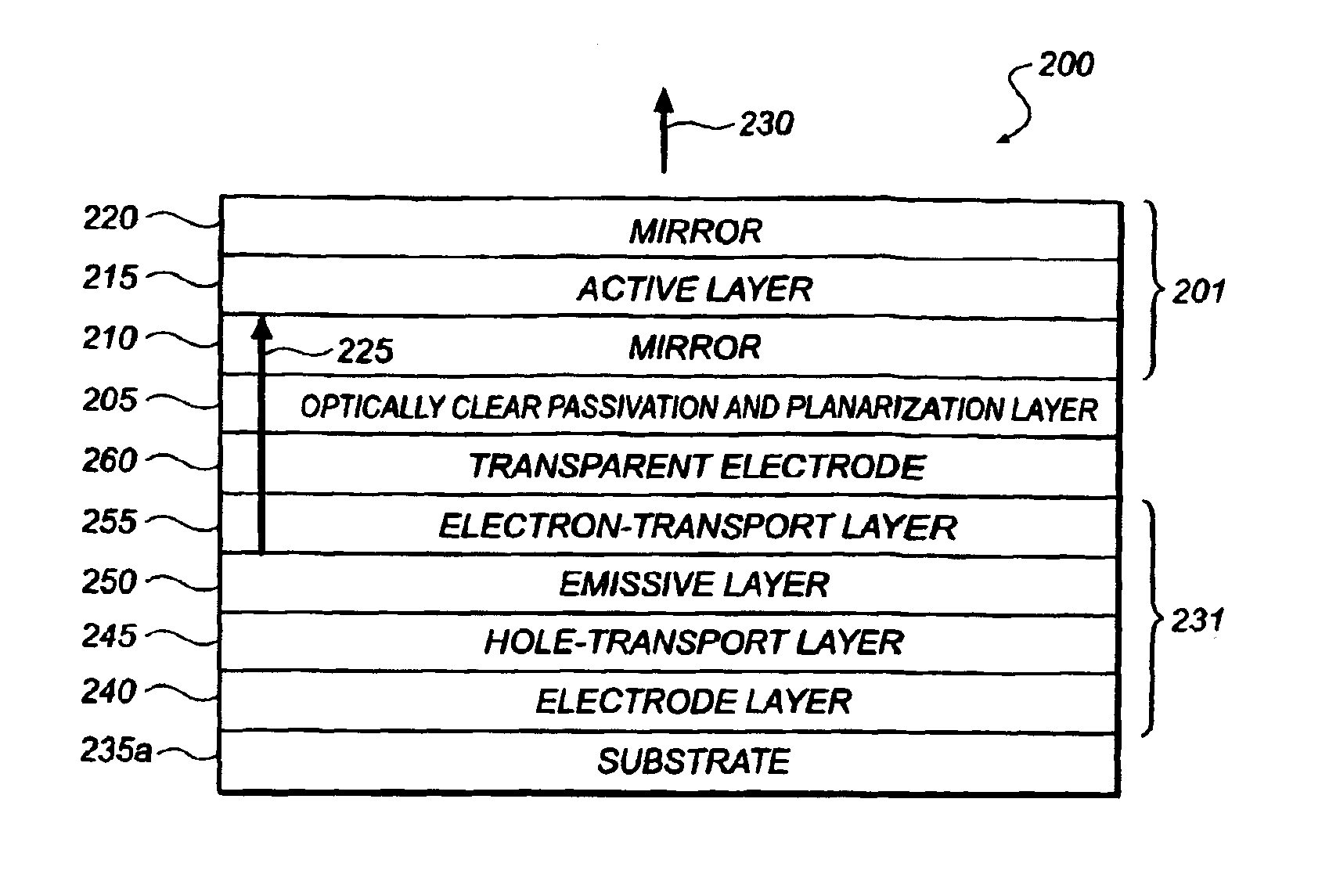 Incoherent light-emitting device apparatus for driving vertical laser cavity