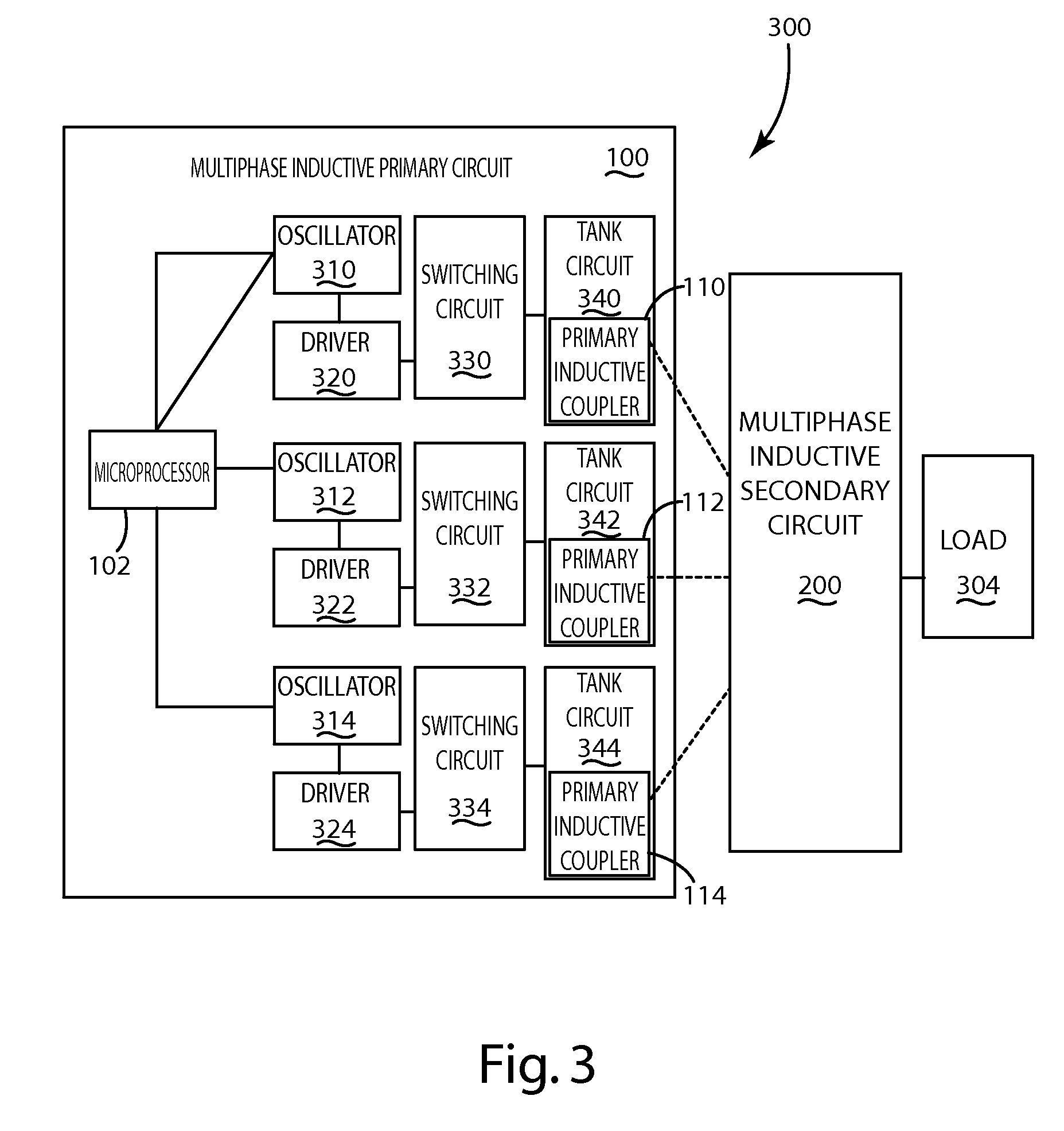 Multiphase inductive power supply system