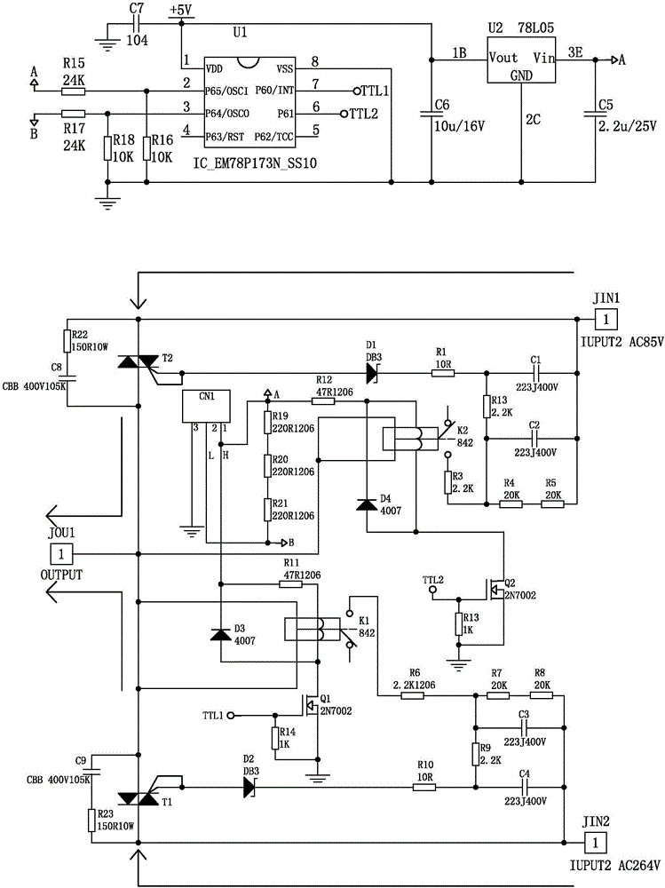 Controllable silicon multi-standby voltage switched control circuit