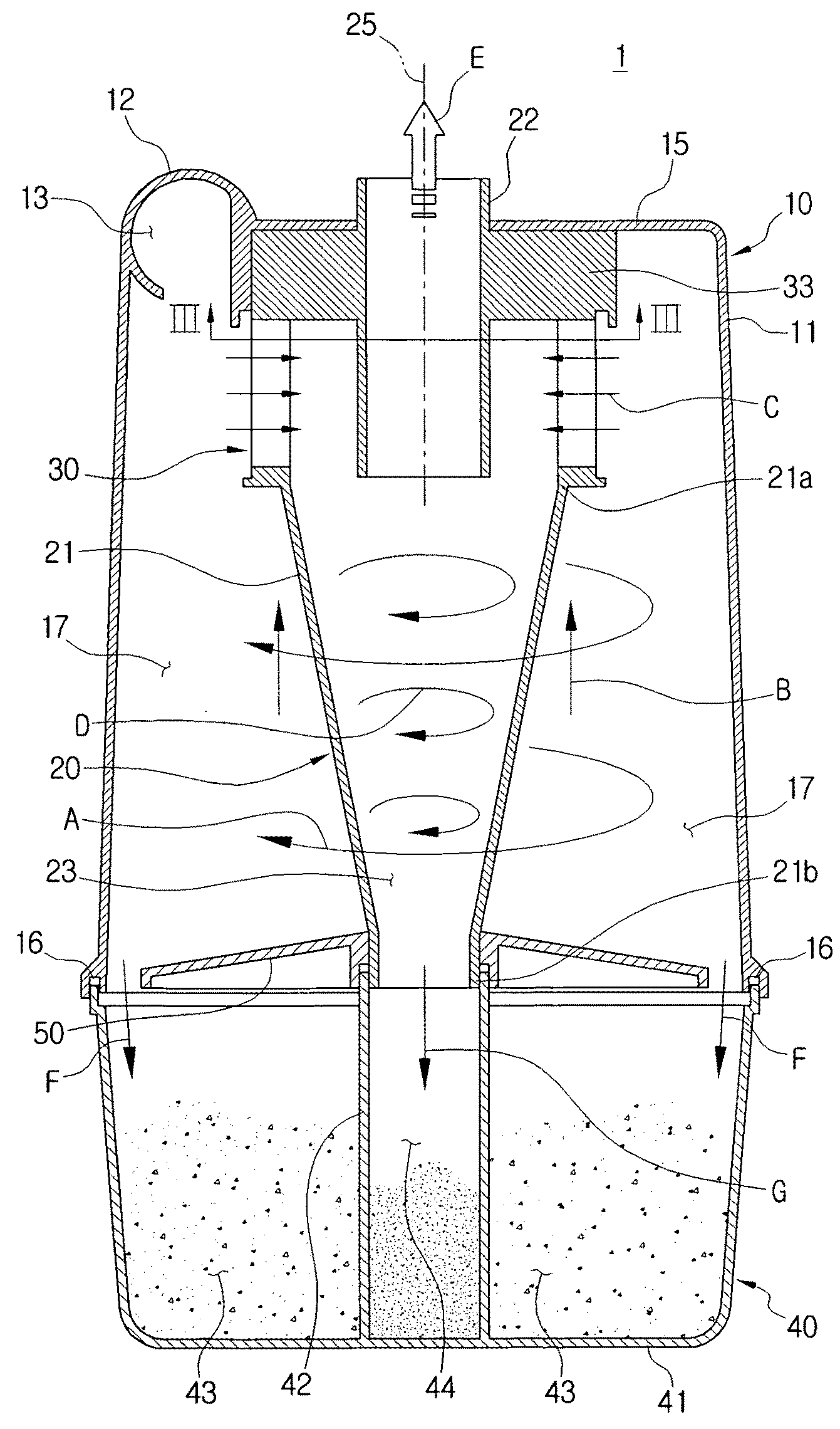 Cyclone dust collecting apparatus for vacuum cleaner