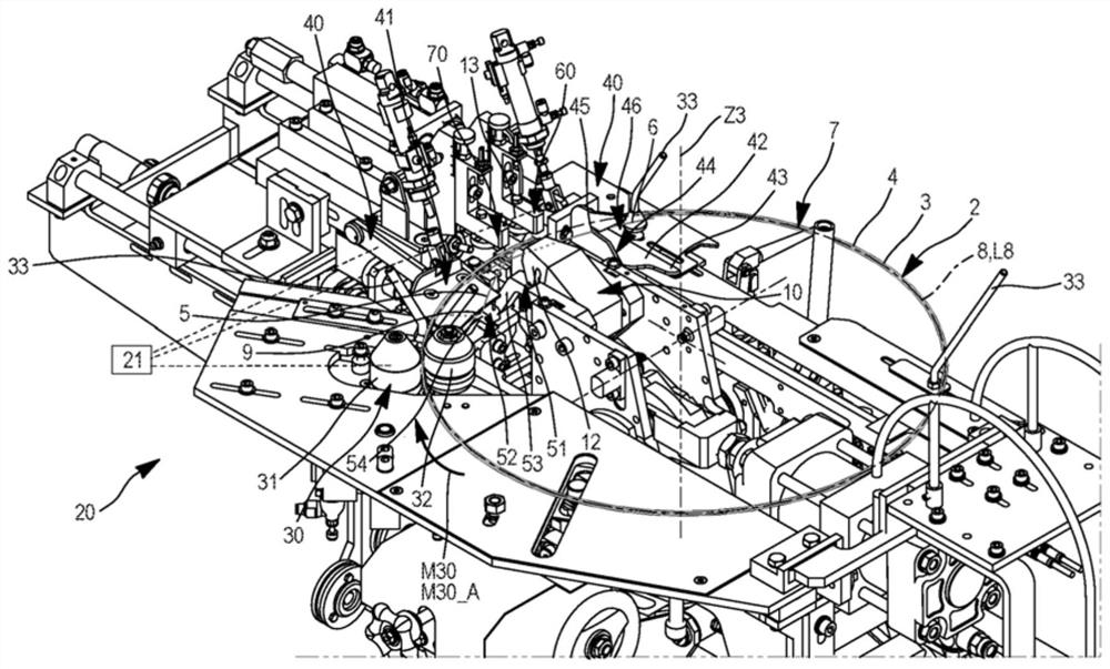 Device for producing bead cores for tyres by crimping a braided wire, with optical tracking of the cutting and crimping point