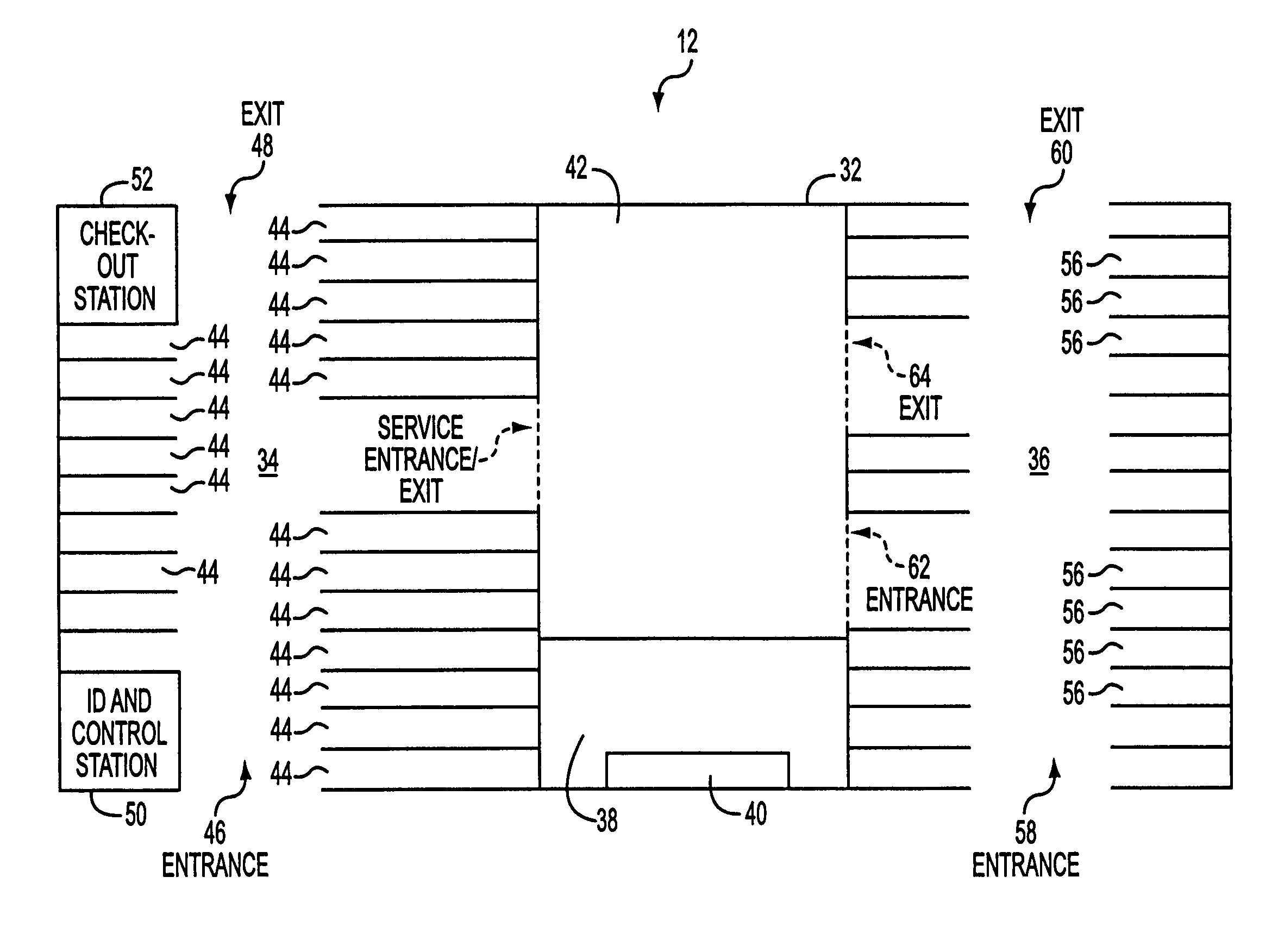 Retail system with drive-through check-out arrangement