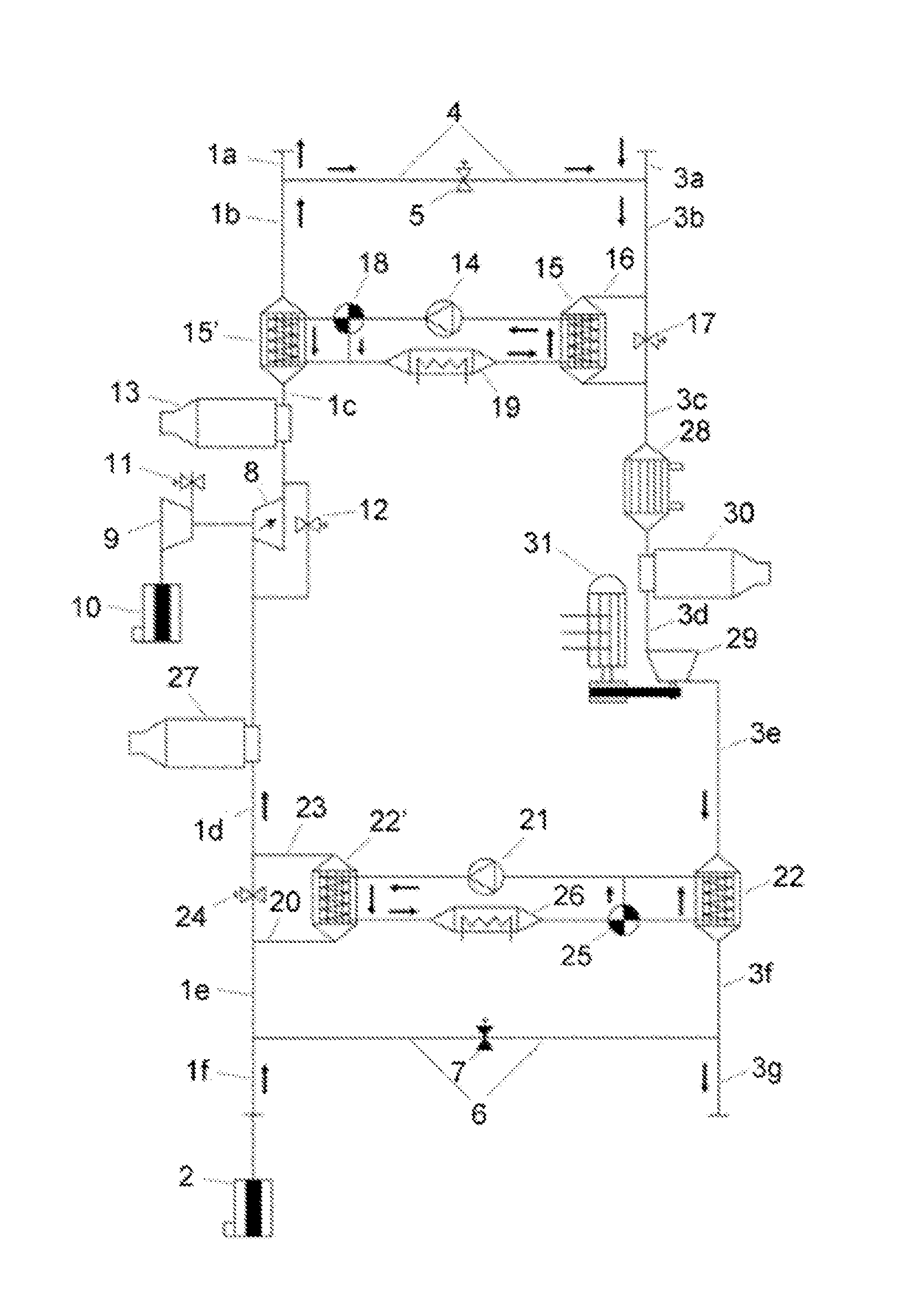 Device for atmosphere conditioning for testing combustion engines, and associated method and use