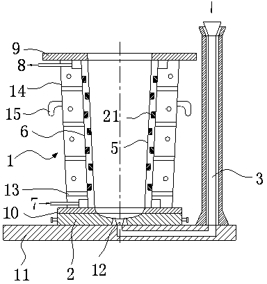 Steel ingot water-cooling crystallization process using riser