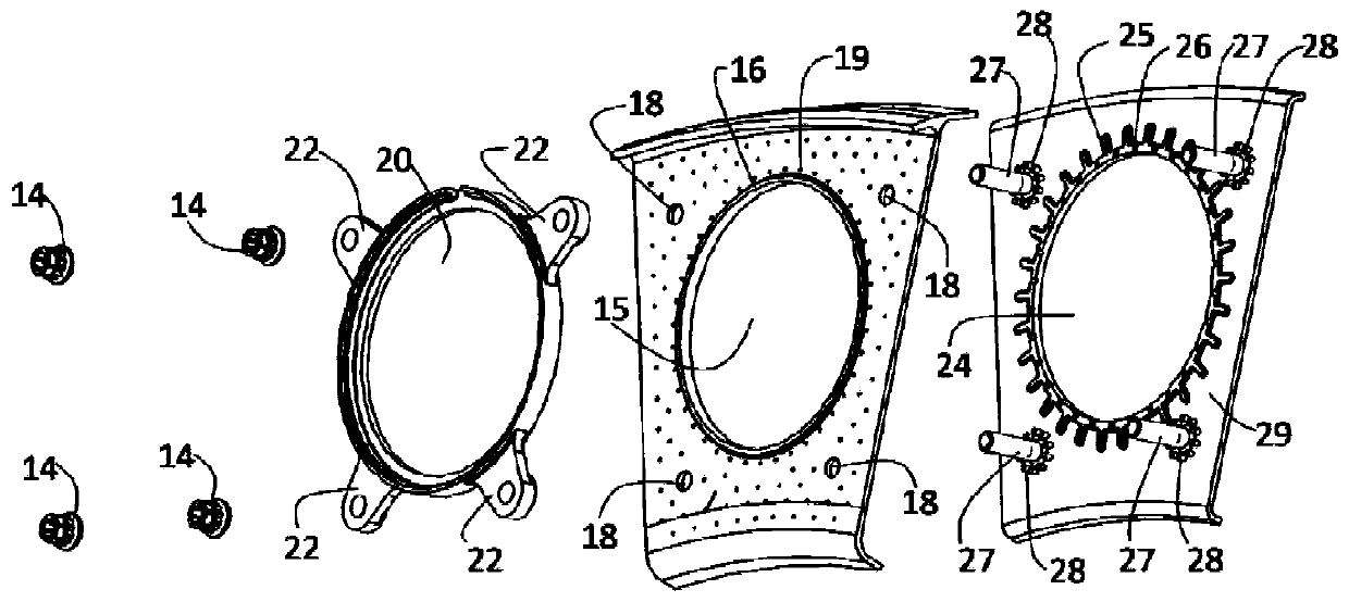 Angle-equipped cooling and positioning structure for flame tube head of aero-engine combustion chamber