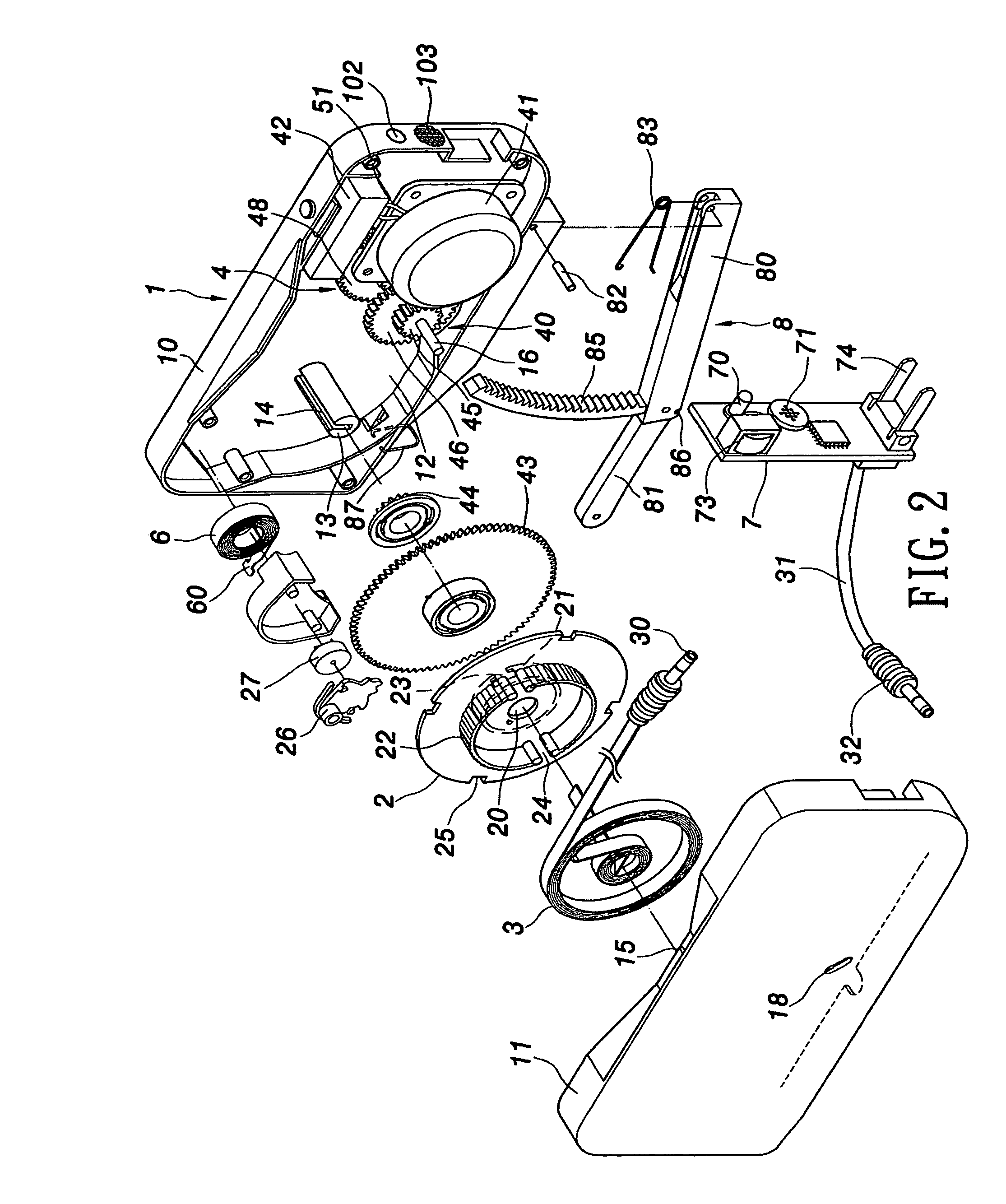 Cord reel box with recharging unit