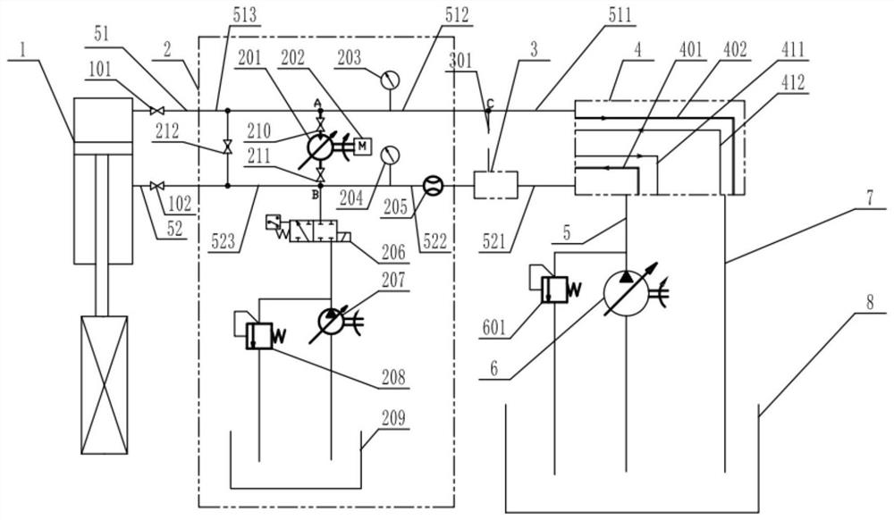 Online detection system and detection method for hydraulic equipment