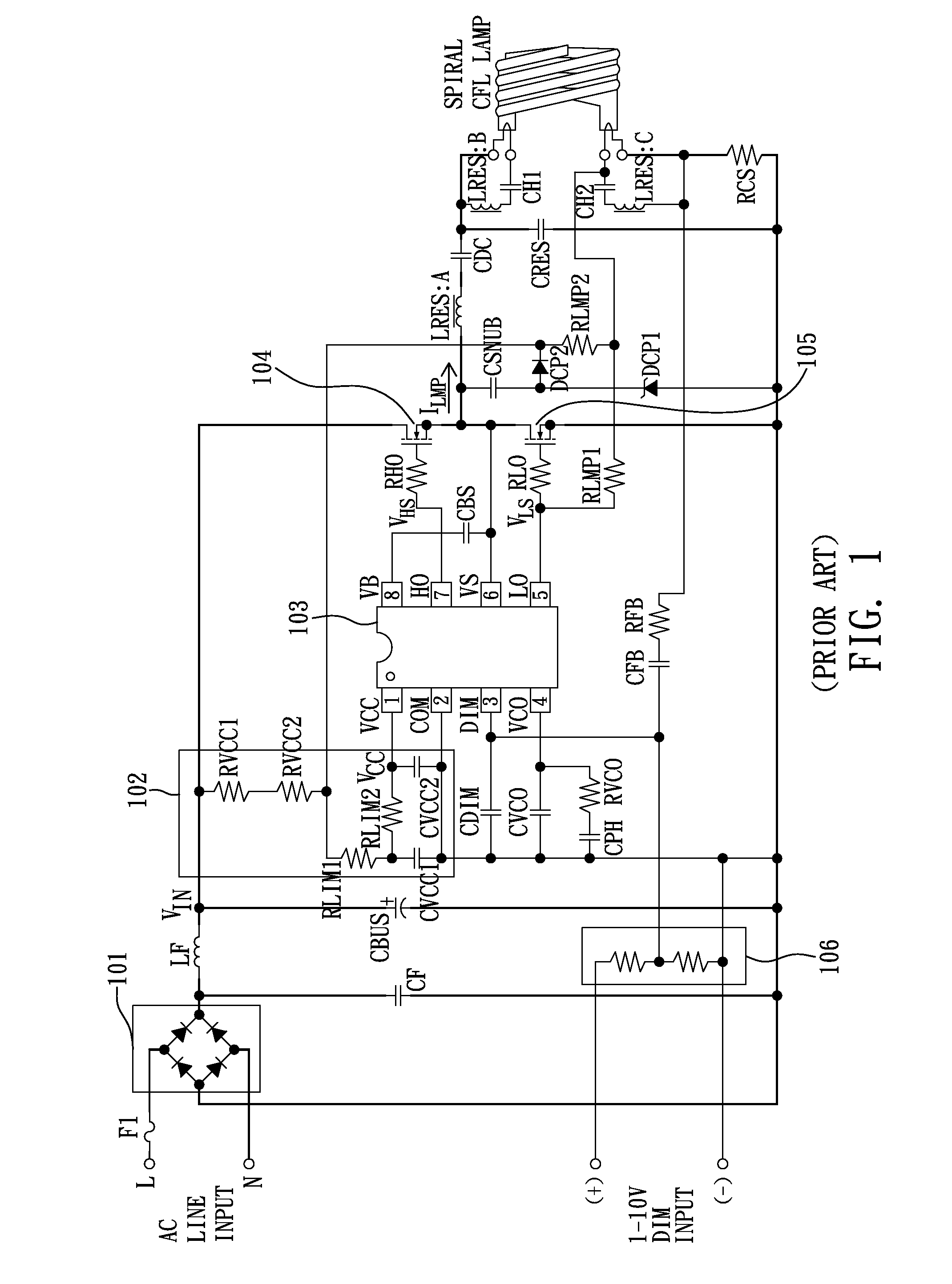 Electronic ballast with dimming control from power line sensing